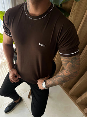 CAMISETA BOSS DETALHES - MARROM