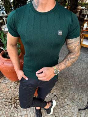 CAMISETA TRICOT TARJA BOSS - VERDE ESCURO